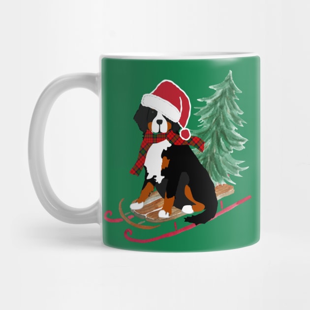 Bernese Mt Dog Bringing Home Xmas Tree by EMR_Designs